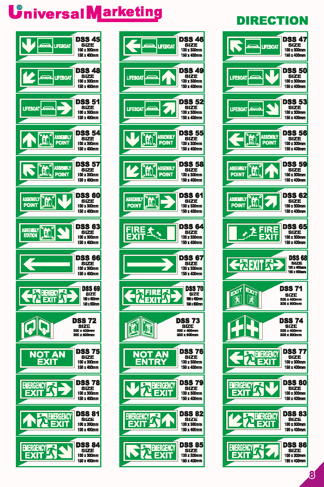 Fire safety signage solutions - Directional evacuation signs