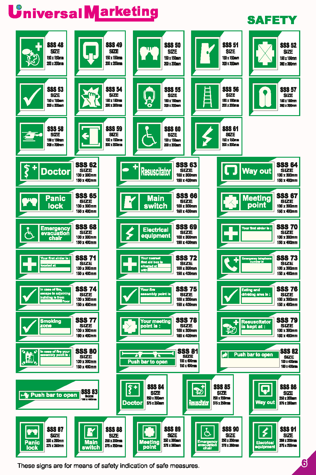 Fire safety signage solutions - Safe condition signs