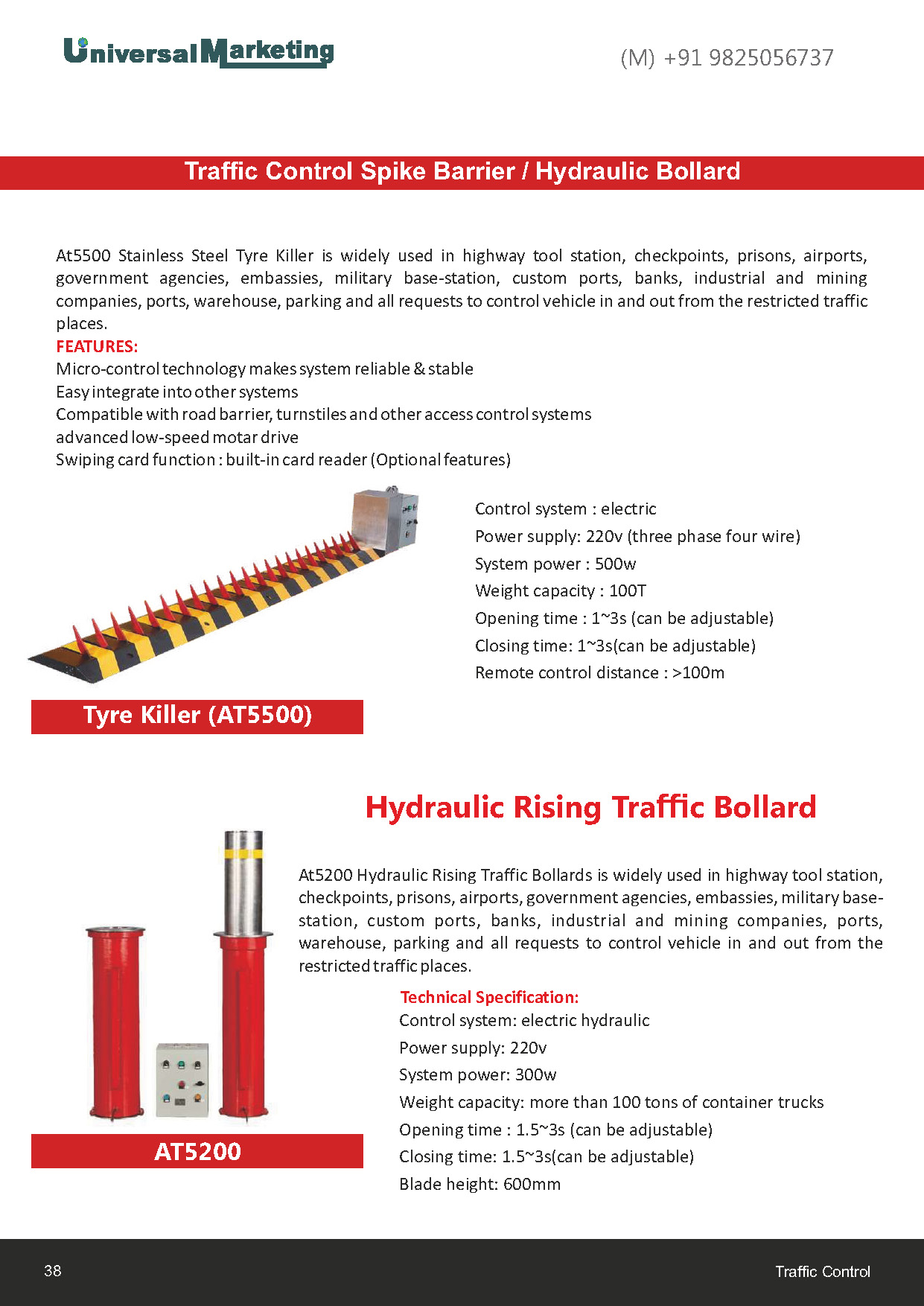 Smart parking solutions - Tyre killers and hydraulic rising bollards