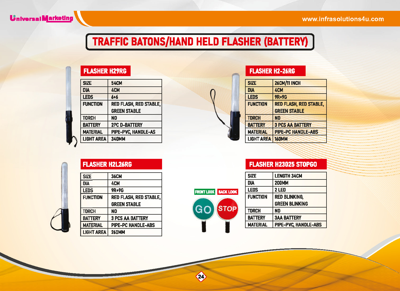 Road safety products - Traffic batons and hand held flashers