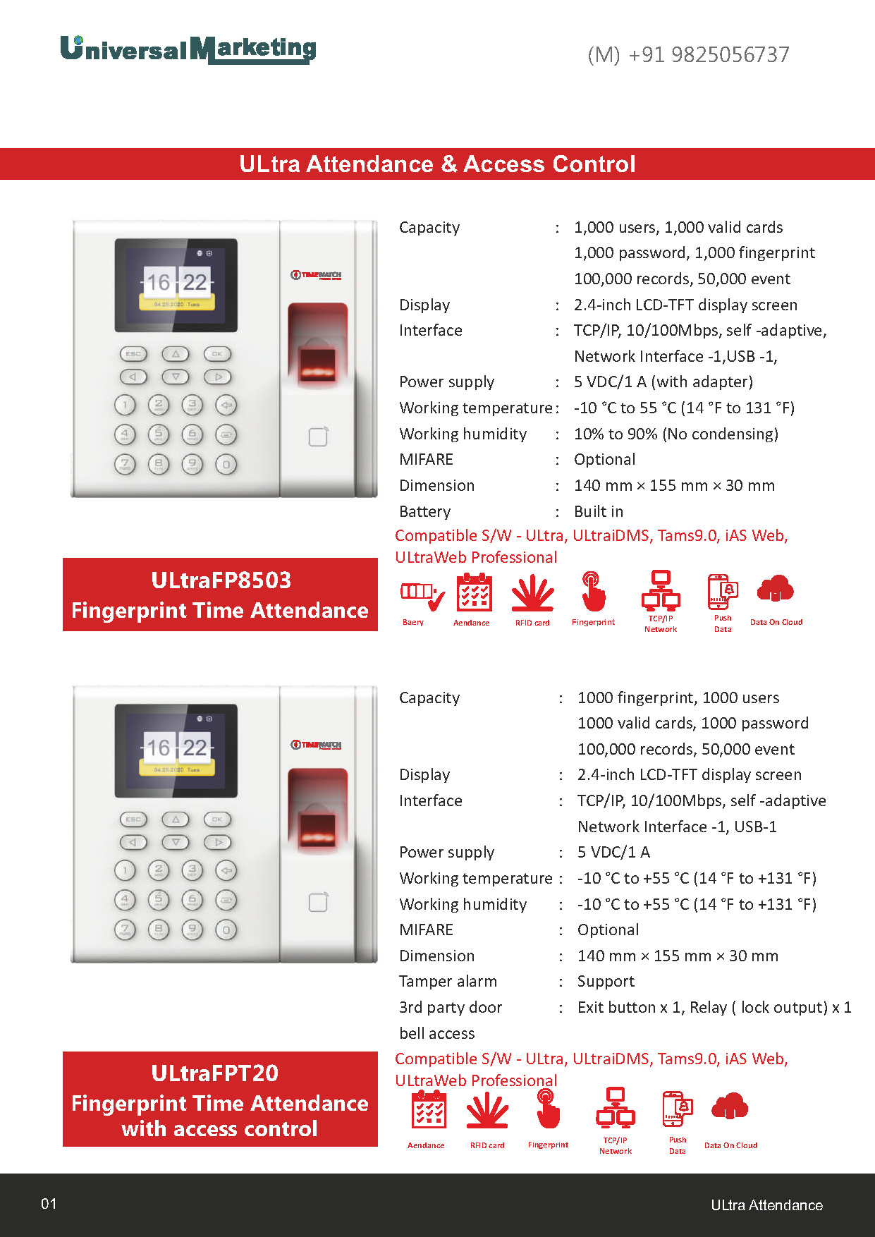 Biometric and security solutions - ULtra attendance and access control terminals