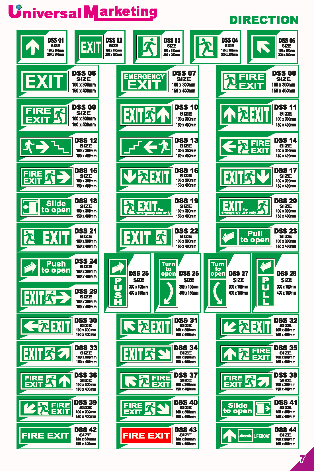 Fire safety signage solutions - Direction and exit signs