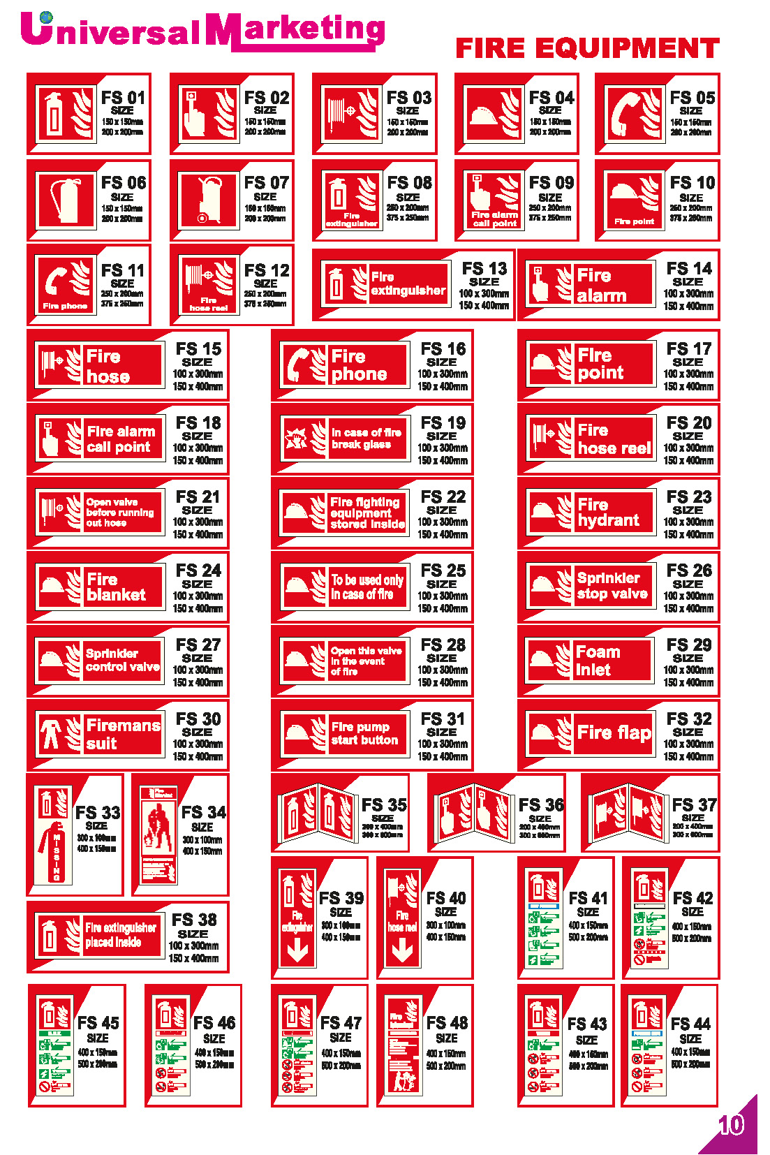 Fire safety signage solutions - Fire equipment signs