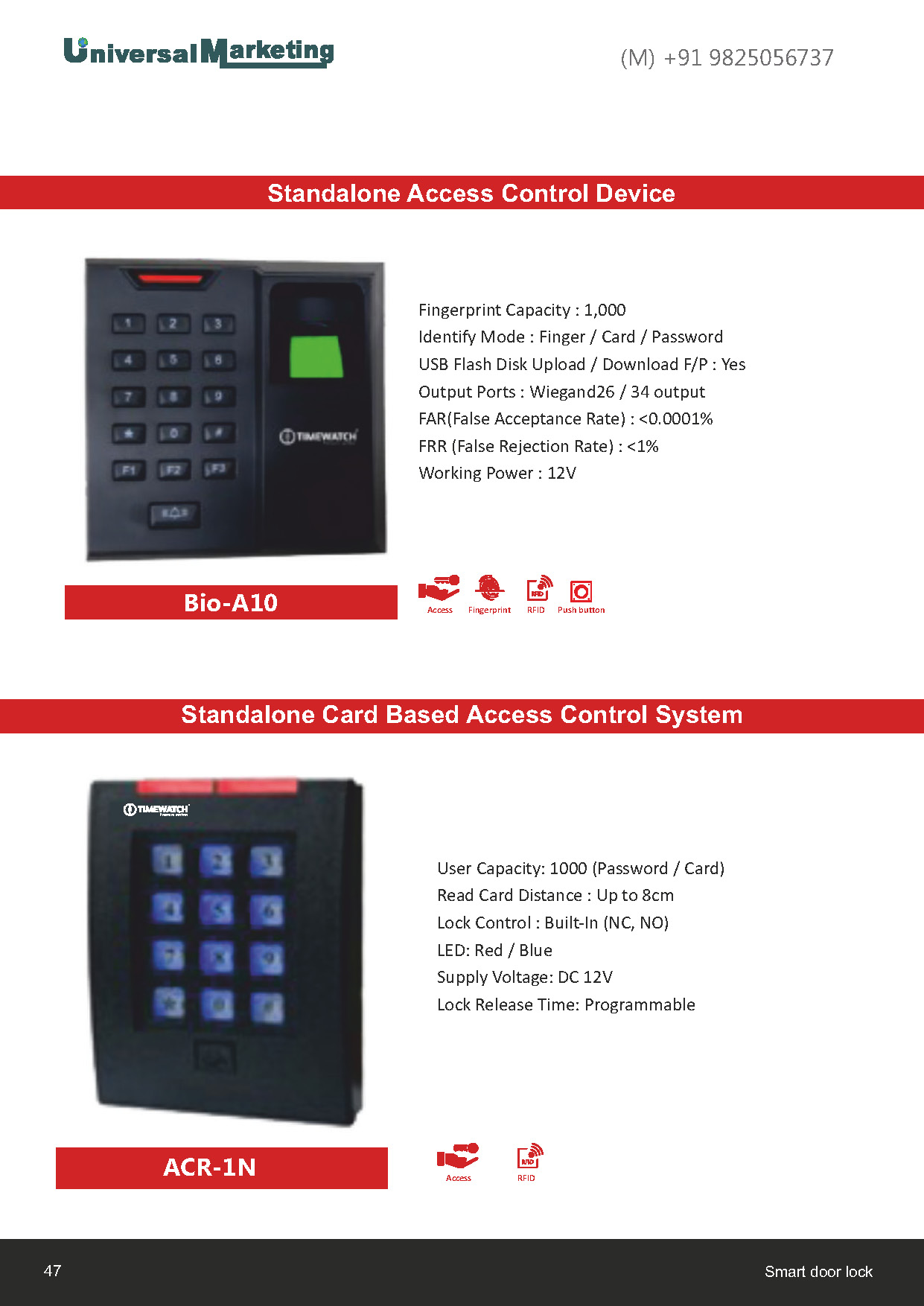 Biometric and security solutions - Standalone access control devices