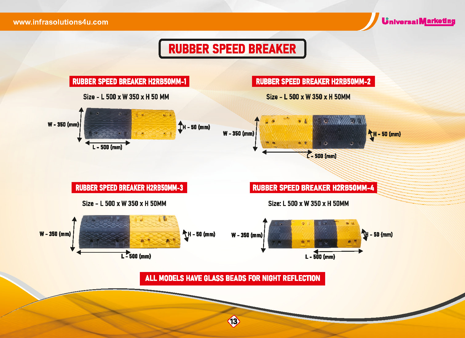 Road safety products - Rubber speed breakers