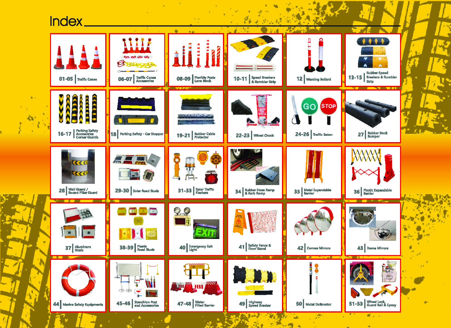 Road safety products - Road safety product index